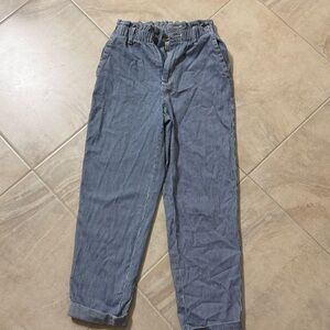 High Waisted Striped Blue Casual Pants